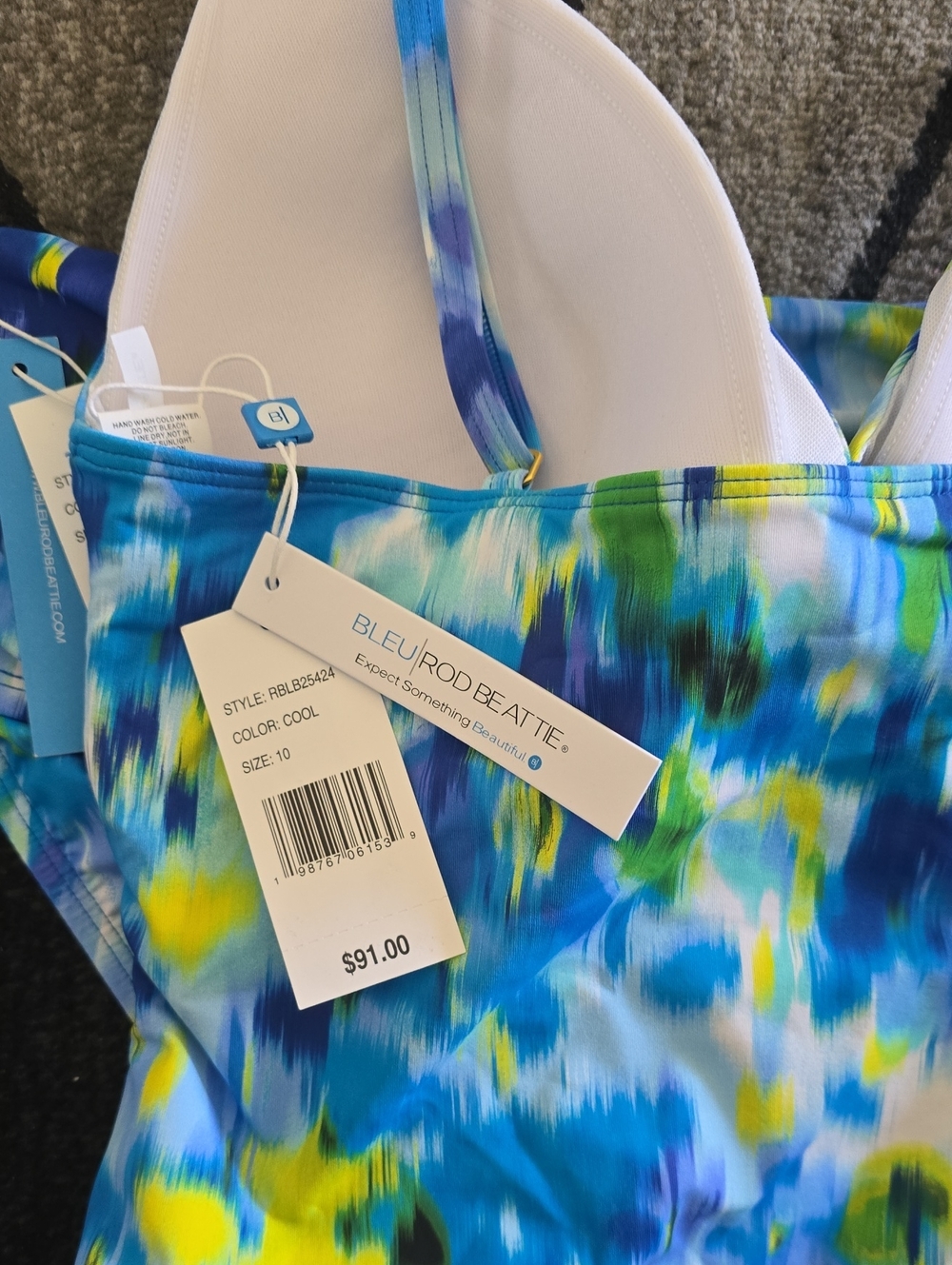 Bleu Rod Beattie  Blue, Yellow & White Tankini Set Sz 10 Nwt - Picture 7 of 8